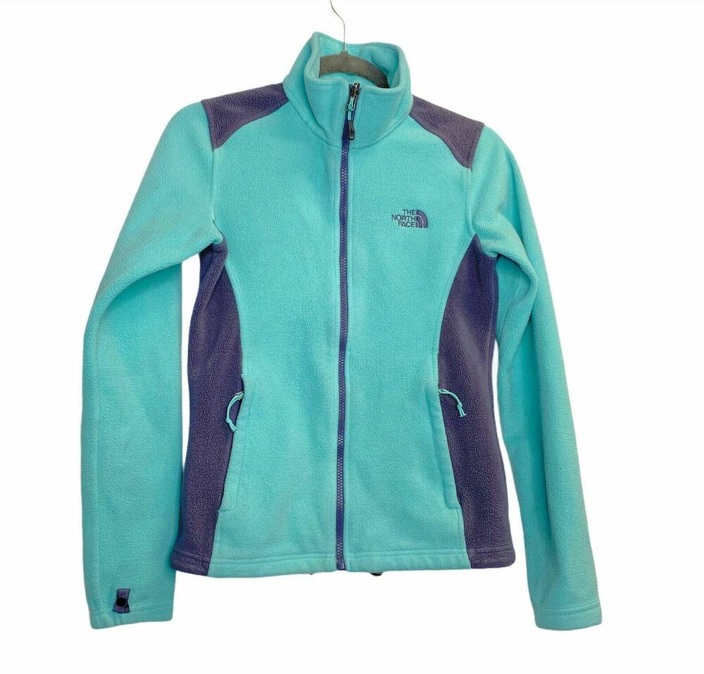 The North Face Khumbu Fleece Jacket Womens Size XS Teal Gray Full Zip Colorblock
